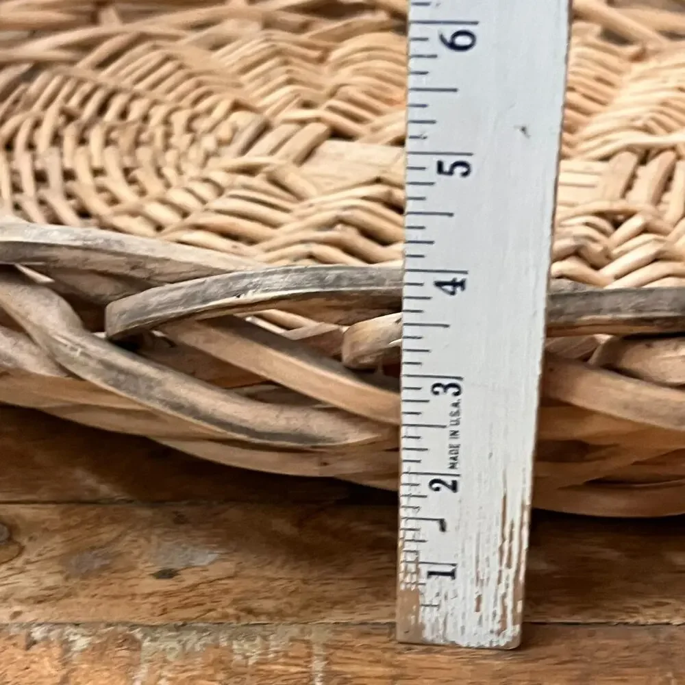 Rattan Woven Wicker Oval Basket With Handles Farmhouse Cottage